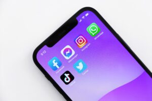 Social media apps on phone screen