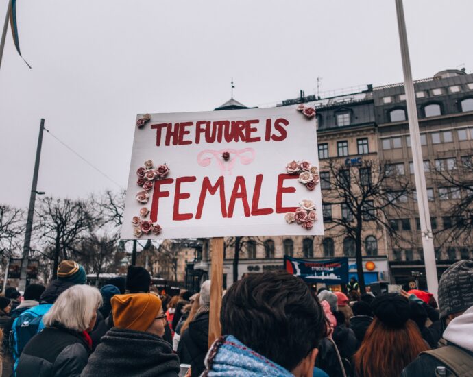 A sign being held up at a feminist protest, stating "the future is female". Paris Paloma has recently released her new single, labour, which channels feminist values and defends women who have suffered at the hands of men.