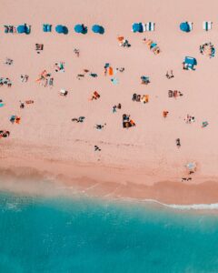 Busy beach on a sunny day