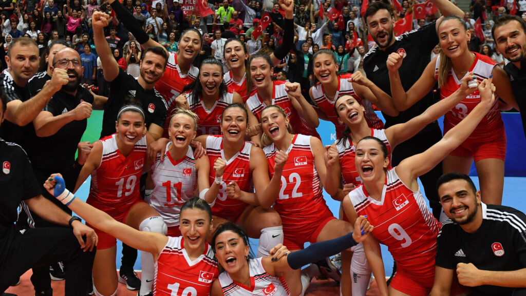 Turkish National Team posing and celebrating their success