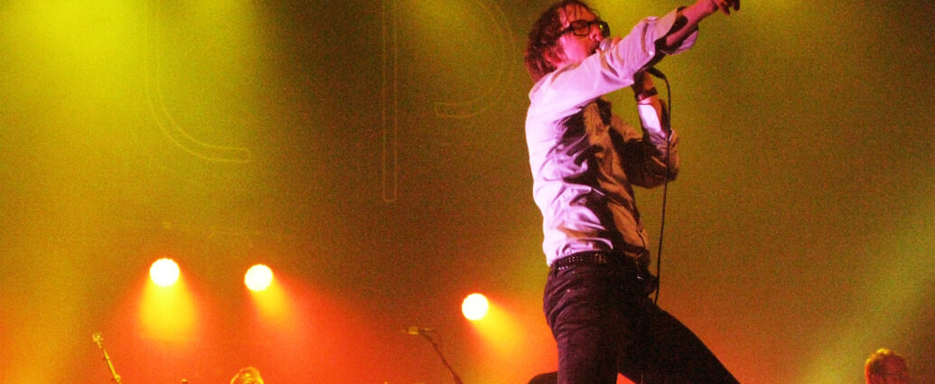 Jarvis Cocker of Pulp performing live.