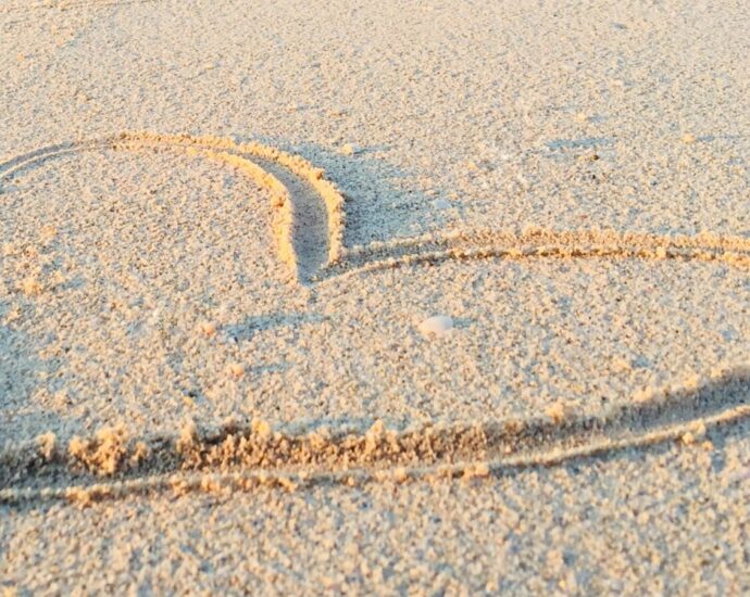 Heart drawn in the sand