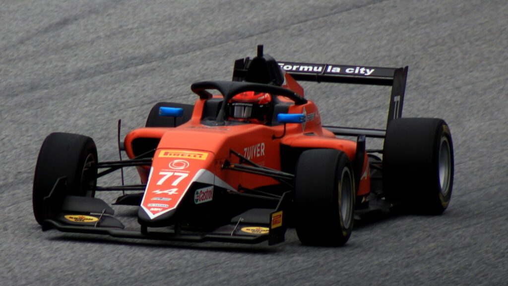 Dilano Van 'T Hoff's Orange 77 MP Motorsport FRECA car competing at Spielberg, Austria.