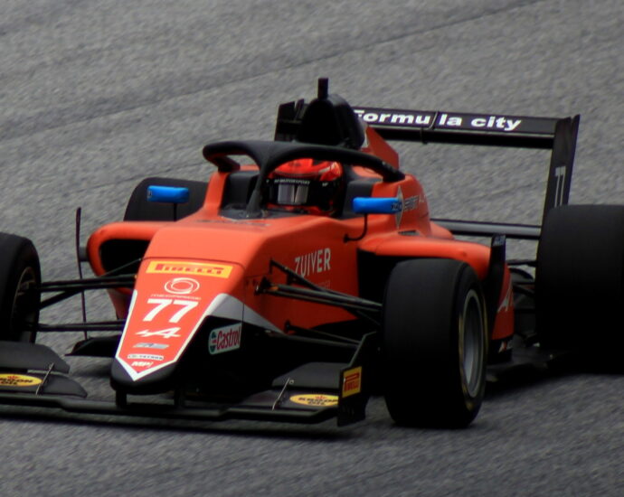 Dilano Van 'T Hoff's Orange 77 MP Motorsport FRECA car competing at Spielberg, Austria.