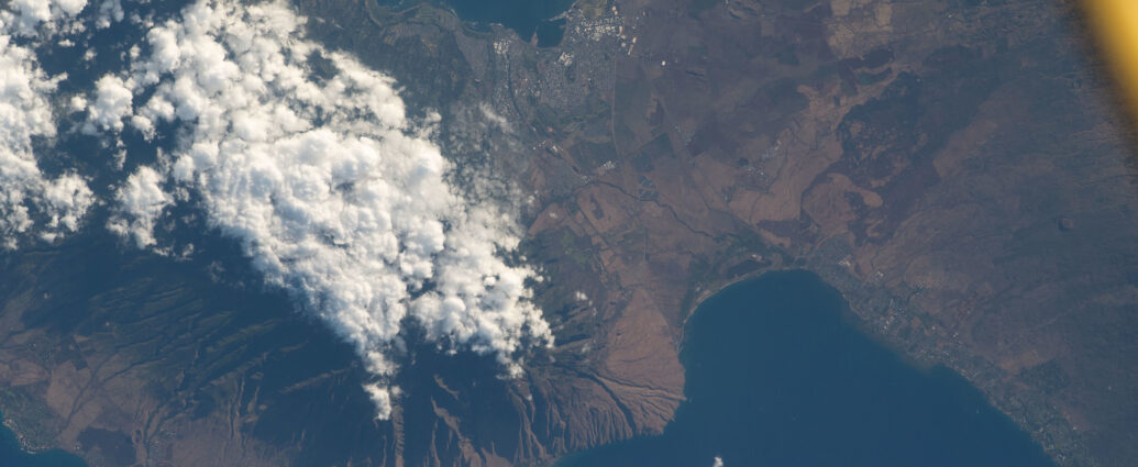 The island of Maui, Hawaii pictured from the International Space Station as it orbited 259 miles above the Pacific Ocean.