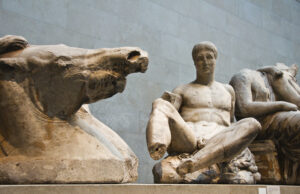 The Parthenon Sculptures pictured on display at the British Museum.