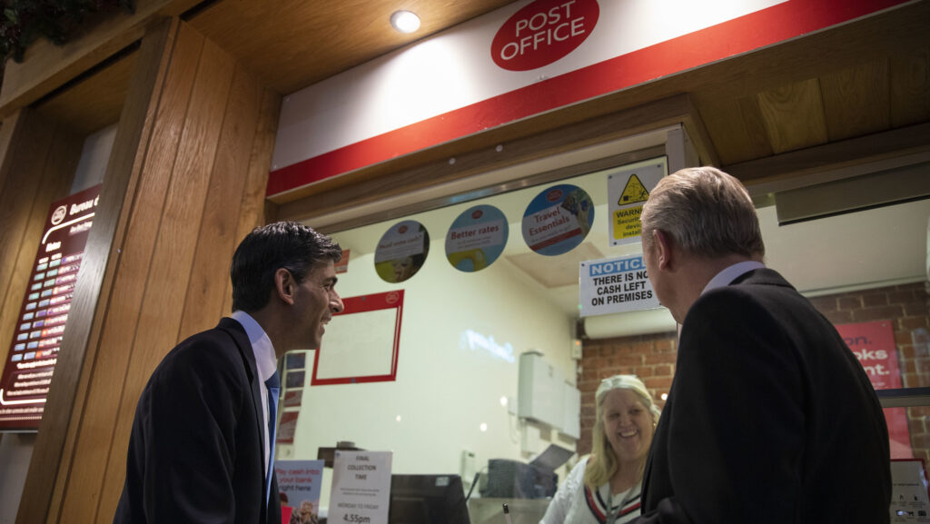 Rishi Sunak visiting a community Post Office in North London, February 2022.