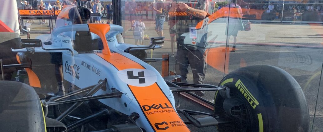 Image shows a Formula 1 McLaren car.
