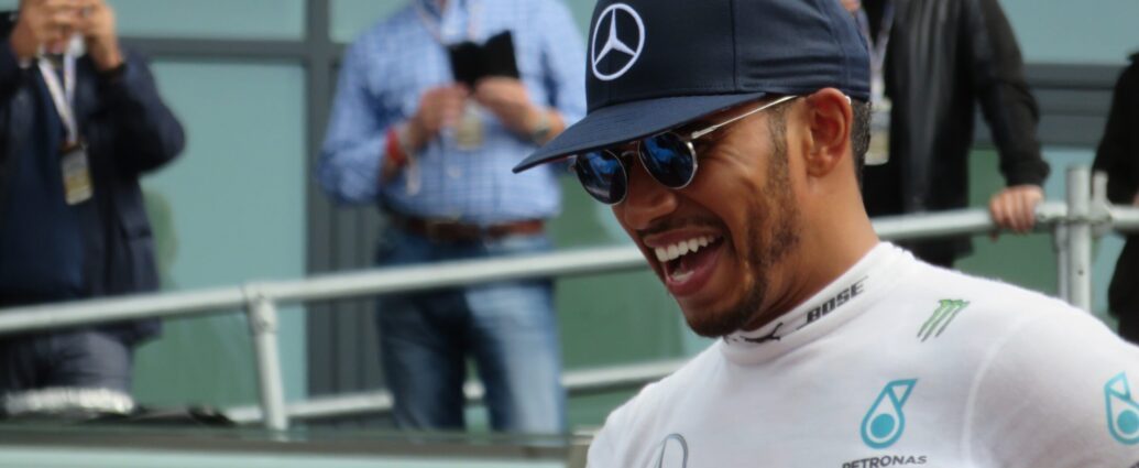 Image shows Formula 1 driver Lewis Hamilton.