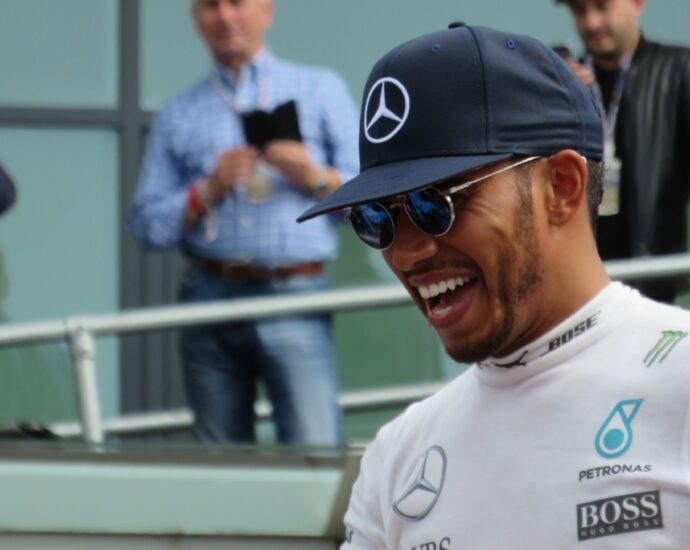 Image shows Formula 1 driver Lewis Hamilton.