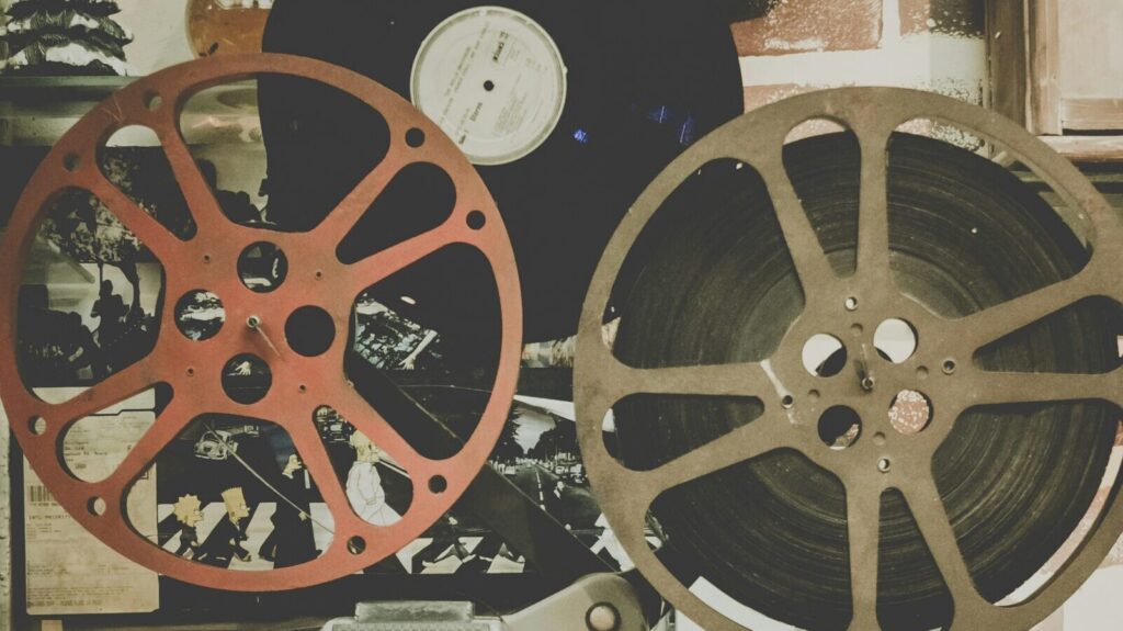 The mechanics of a piece of vintage filmmaking equipment.