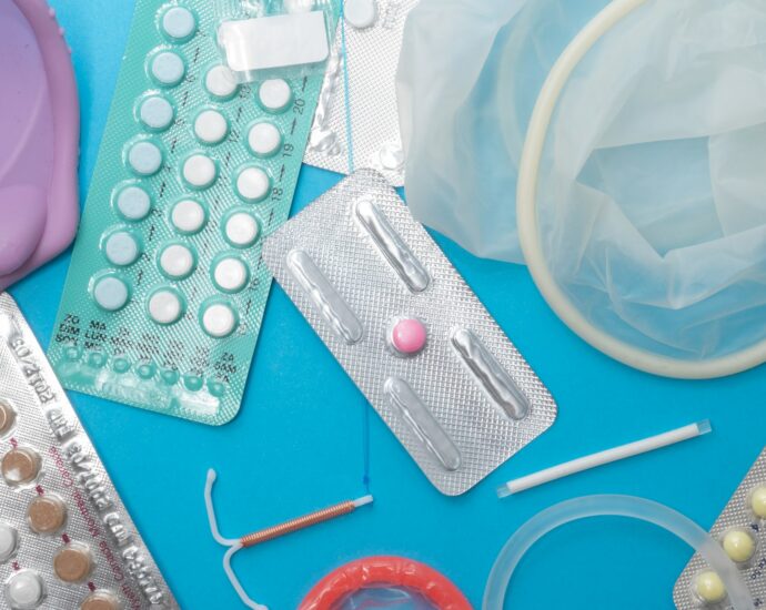 a selection of reproductive health supplies: pills, diaphragm, condoms, vaginal ring, IUD, implant, dmpa, emergency contraception, contraceptive pills