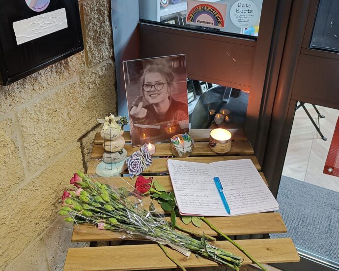 Book of condolence at the vigil for Brianna Ghey in Woking on 15 February 2023.