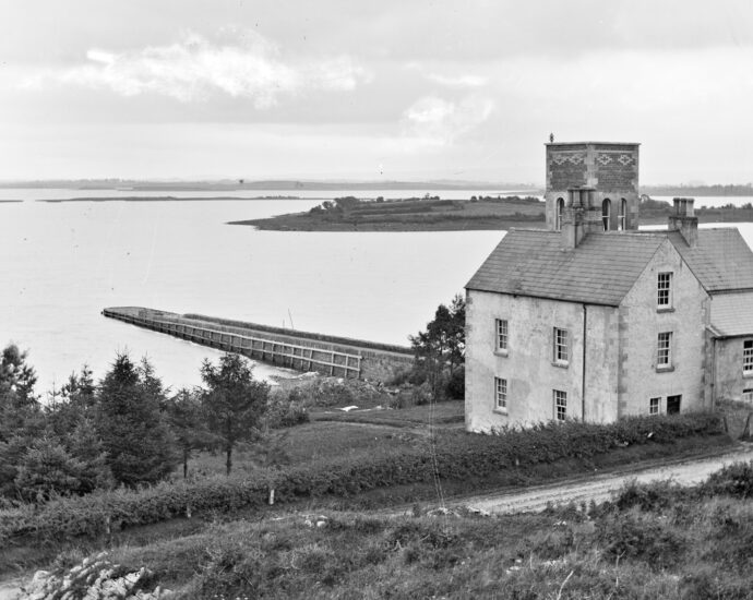 Black and white image of Derrylin, Co Fermanagh.