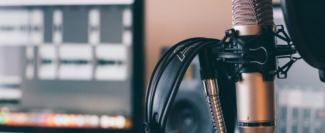 A microphone in a recording studio.