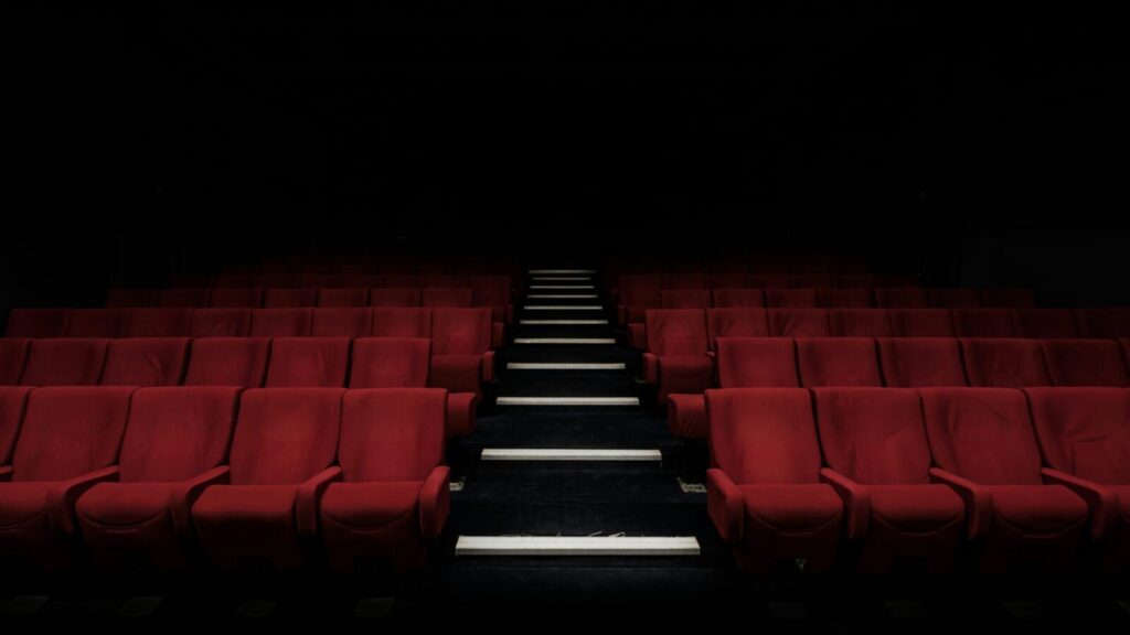 Rows of empty seats in a movie theater