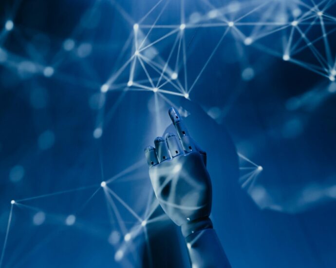 robot hand reaching up.